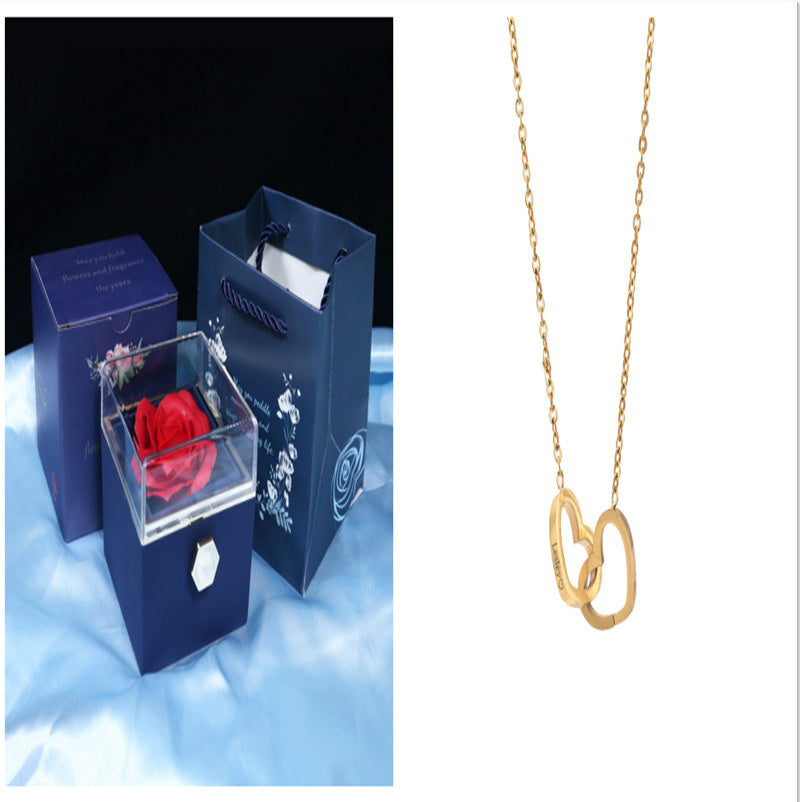 Flag Village Rotating Soap Flower Rose Gift Box Creative Rotating Rose Jewelry Packaging Box Valentine's Day Gift For Women