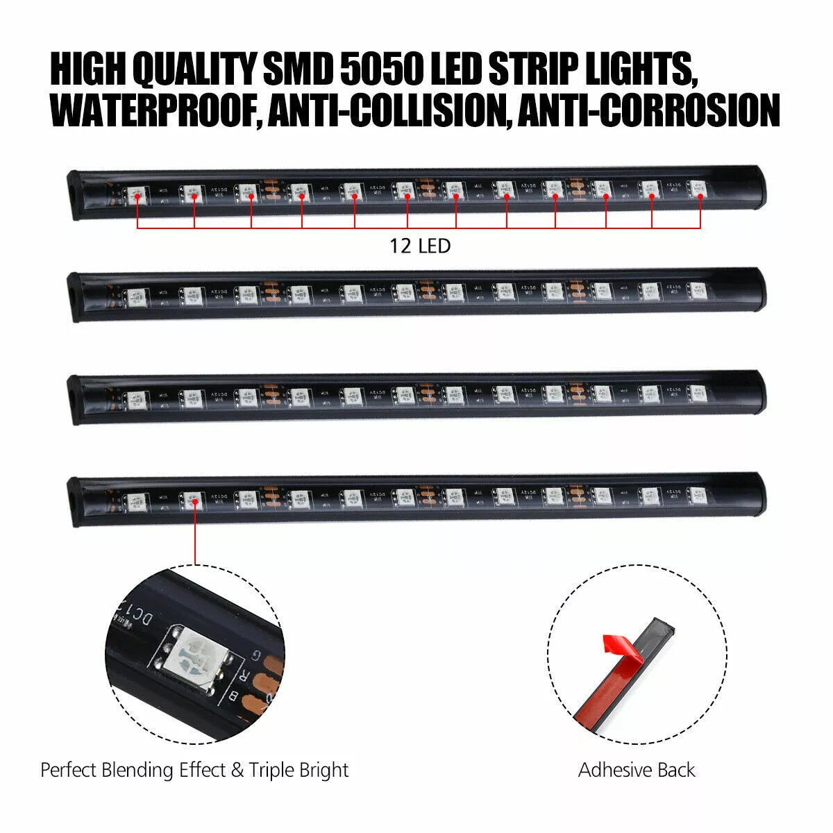 Flag Village Auto Tools Auto LED RGB Interior Atmosphere Strip Light Decorative Foot Lamp With USB Wireless Remote Music Control Multiple Modes For Car