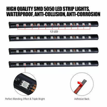 Flag Village Auto Tools Auto LED RGB Interior Atmosphere Strip Light Decorative Foot Lamp With USB Wireless Remote Music Control Multiple Modes For Car