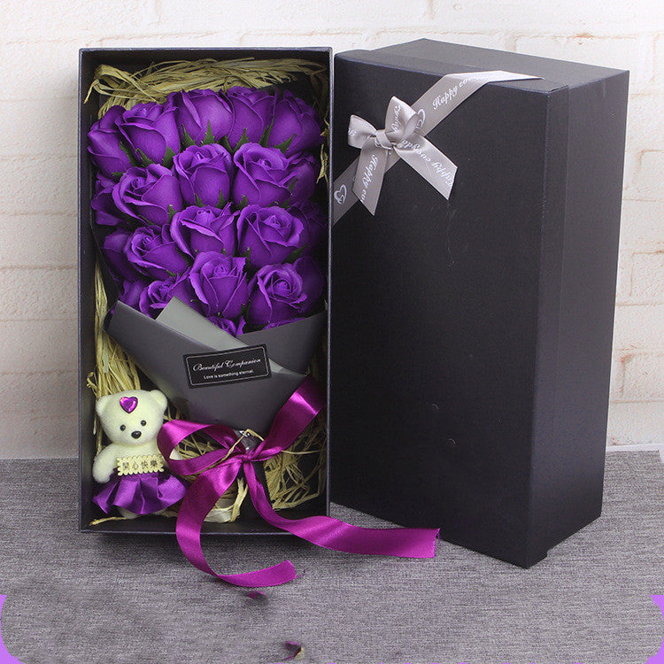 Flag Village Rose Bouquet Soap Flower Gift Box