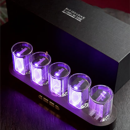 Flag Village Digital Tube Clock With RGB LED Glows For Home Desktop Decoration Luxury Box Packing For Gift Idea