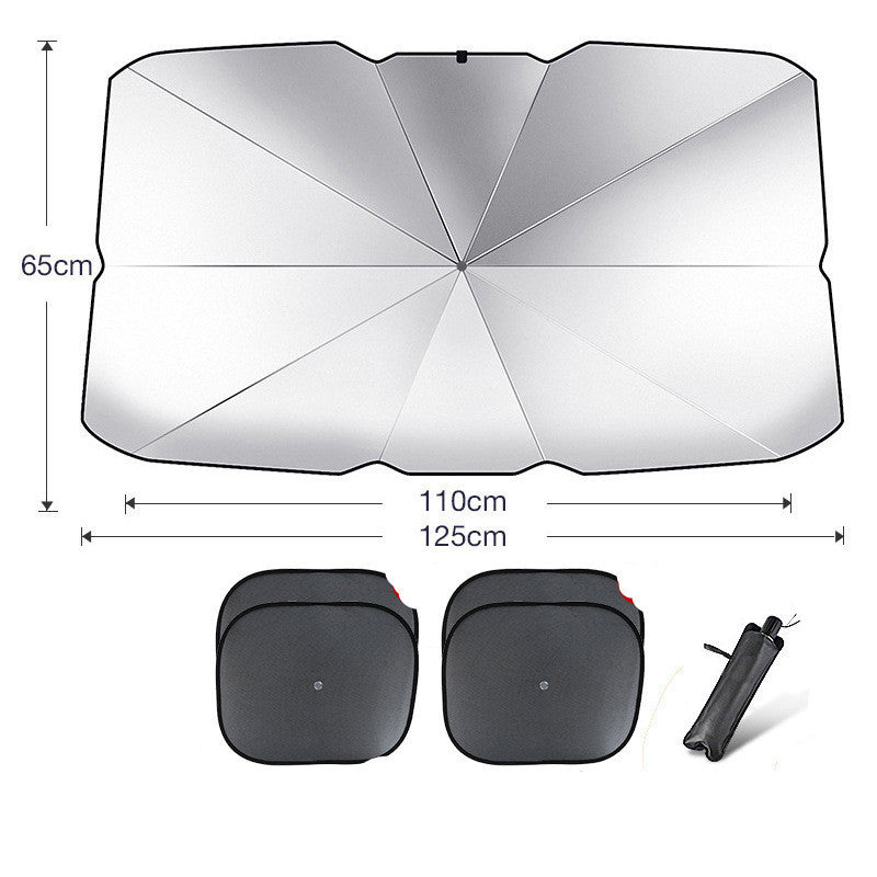 Flag Village Auto Tools Foldable Car Windshield Sun Shade Umbrella UV Protection Heat Insulation Parasol Auto Front Window Cover Interior Protector Summer Gadgets