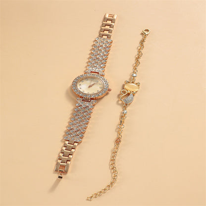 Flag Village Round Diamond Bracelet Watch Luxury Fashion Gift Box