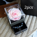 Flag Village Eternal Flower Rose Jewelry Box for Birthday Presents Valentines Day Wedding Gift