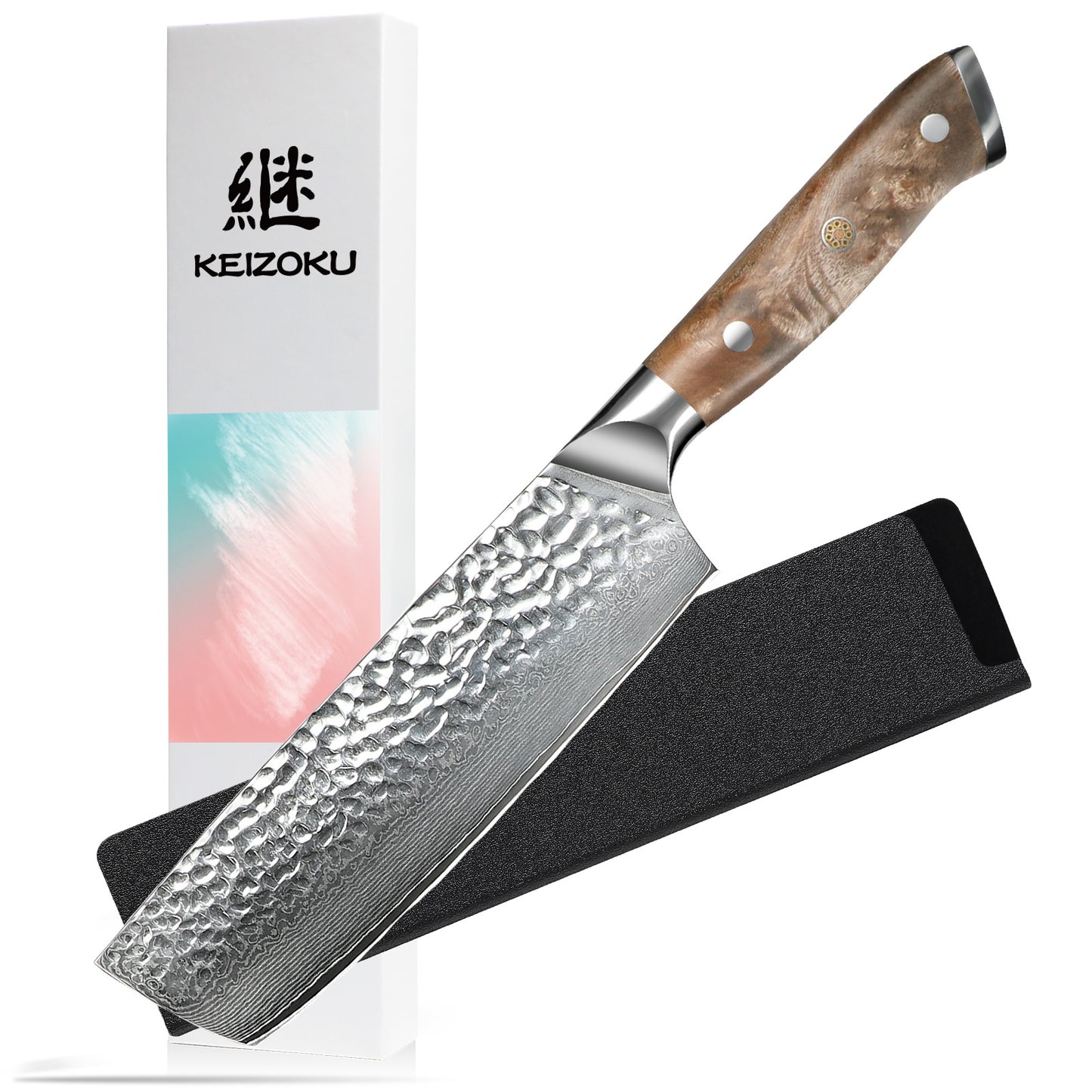 Flag Village Damascus Chef Knife, 10Cr15MOV Japanese Kitchen Knives Set With Full Tang G10 Handle, Professional Chef Knife For Kitchen, Sheath & Gift Box
