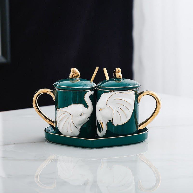 Flag Village Creative Couple Ceramic Cup Set Gift Box