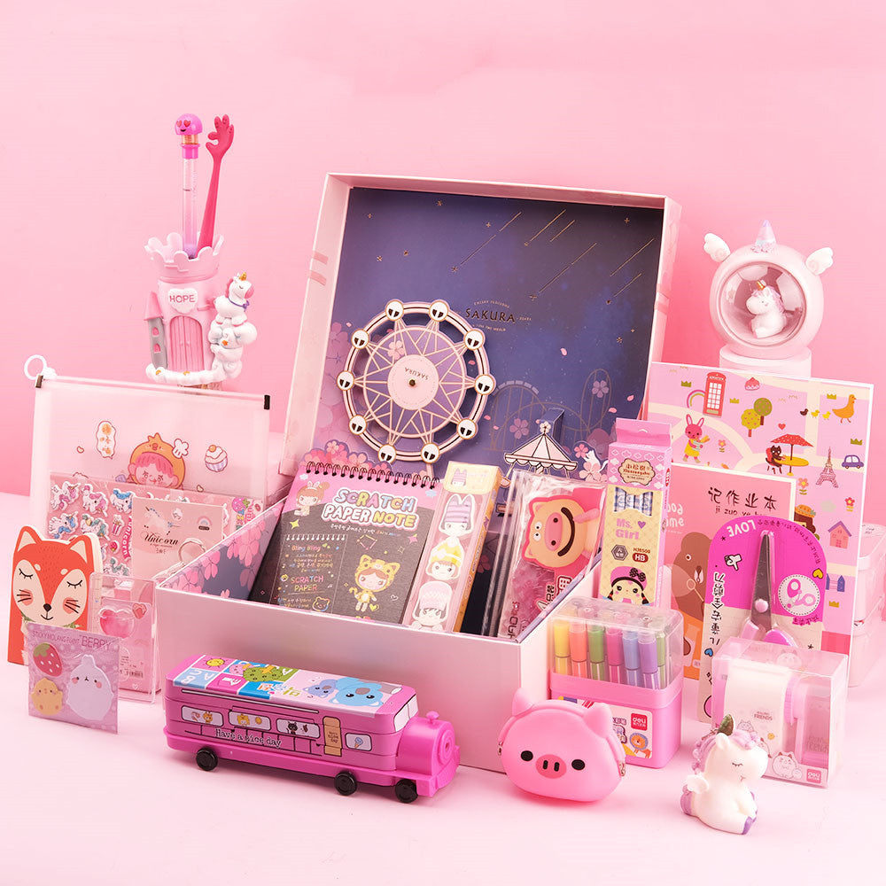 Flag Village Sakura Girl Starry Stationery Set Gift Box For Primary And Middle School Students