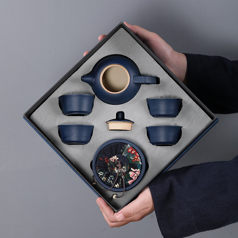Flag Village Ceramic Kung Fu Tea Set Gift Box Set Business Small Gift