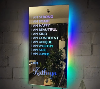 Flag Village Personalized Name Mirror Light For Bedroom LED Light Up Mirror For Wall Custom Photo Christmas Valentine's Day Wedding Gifts