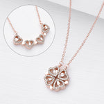 Flag Village Retro Magnetic Folding Heart Shaped Four Leaf Clover Pendant Necklace Women Love Clavicle Chain Gifts Openable Choker Jewelry