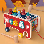 Flag Village Montessori Toddlers Kids Wooden Pounding Bench Animal Bus Toys Early Educational Set Gifts For Children Toy Musical Instrument