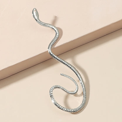 Flag Village Non-hole Ear Clip Vintage Zircon Snake-shaped Earrings For Women Exaggerated Fake Cartilage Ear Cuff Fashion Jewerly Gifts