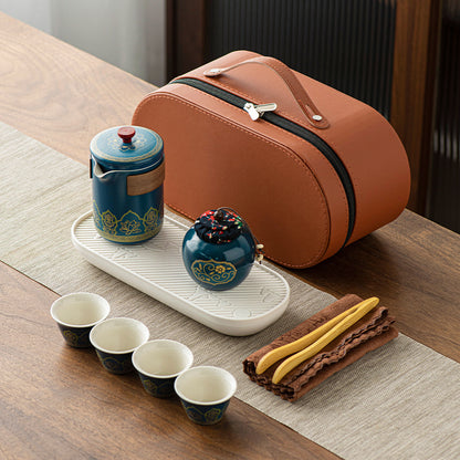 Flag Village Tea Set Suit Ceramic One Pot Four Cups Gift Box