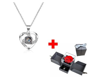 Flag Village Preserved Flower Rose Flower Necklace Jewelry Box Gift