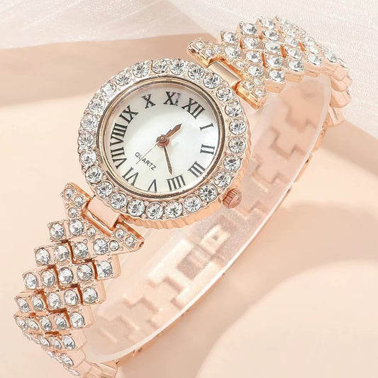 Flag Village Diamond Women's Bracelet Watch Luxury Fashion Gift Box Watch Bracelet Six-piece Set