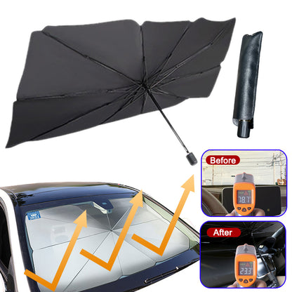 Flag Village Auto Tools Foldable Car Windshield Sun Shade Umbrella UV Protection Heat Insulation Parasol Auto Front Window Cover Interior Protector Summer Gadgets