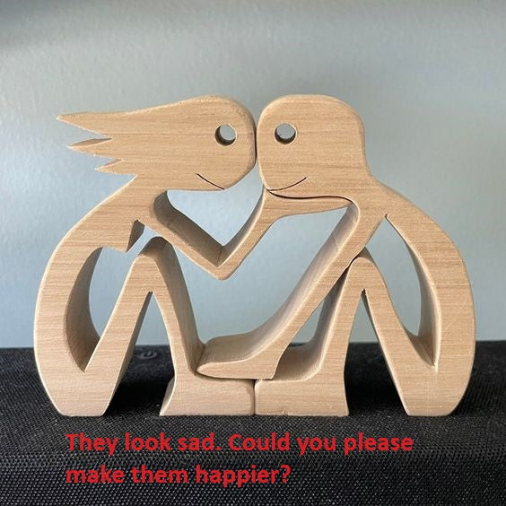 Flag Village DIY Figurine Wood Dog Ornament Sculpture Home Decoration A Man A Dog Wood Sculpture Christmas Gifts Model Decor