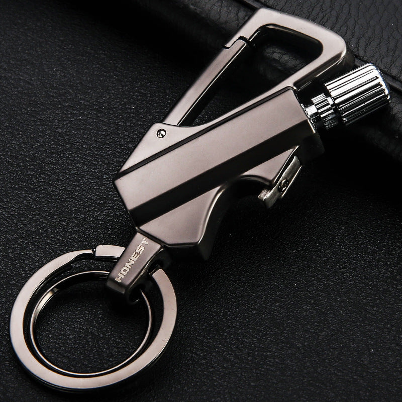 Flag Village Creative Metal Keychain Lighter Wild Fire Ten Thousand Times Use Kerosene Lighters Gifts For Men