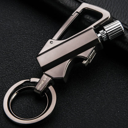 Flag Village Creative Metal Keychain Lighter Wild Fire Ten Thousand Times Use Kerosene Lighters Gifts For Men