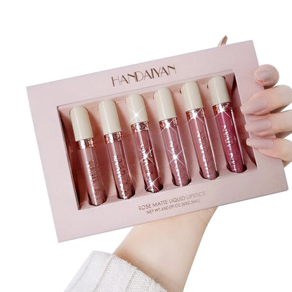 Flag Village 6 Matte Rose Lip Gloss Liquid Lipstick Matte Set Gift Box