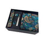 Flag Village Paisley Men's Tie Square Cuff Tie Clip Gift Set Business Casual Tie Black Gift Box