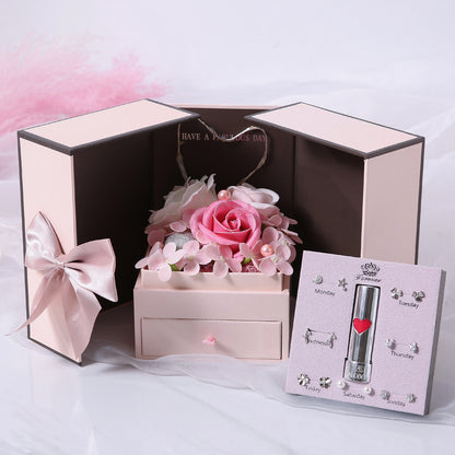 Flag Village Mothers Day Gift Double Door Rose Gift Box Jewelry Creative Decorate Boxs