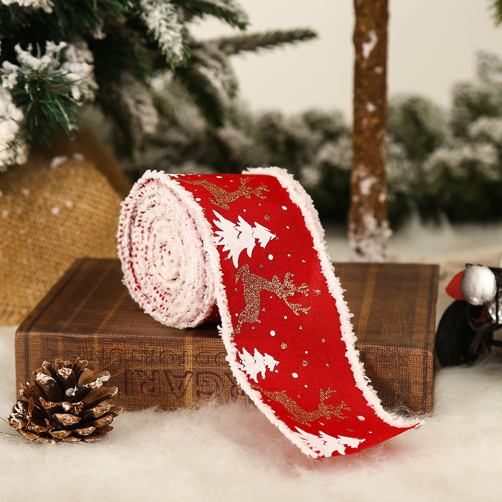 Flag Village Linen Elk Christmas Tree Ribbon Gift Gift Box Wrapping Ribbon