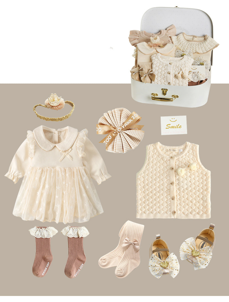 Flag Village Newborn Gift Box Spring And Summer Suit Girl Baby Full Moon Gift