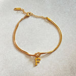 Flag Village New Letter A-Z Love Knot Bracelets For Women Couple Gold Color Dainty Snake Chain Charm Bracelet Stainless Steel Jewelry Gift Valentine's Day Gifts