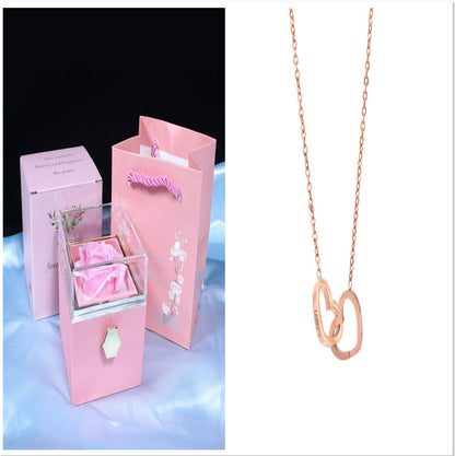 Flag Village Rotating Soap Flower Rose Gift Box Creative Rotating Rose Jewelry Packaging Box Valentine's Day Gift For Women