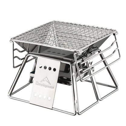 Flag Village Portable Stainless Steel BBQ Grill Non-stick Surface Folding Barbecue Grill Outdoor Camping Picnic Tool