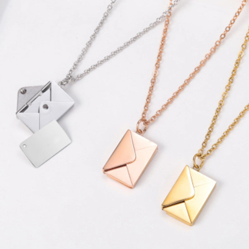 Flag Village Fashion Jewelry Envelop Necklace Women Lover Letter Pendant Best Gifts For Girlfriend