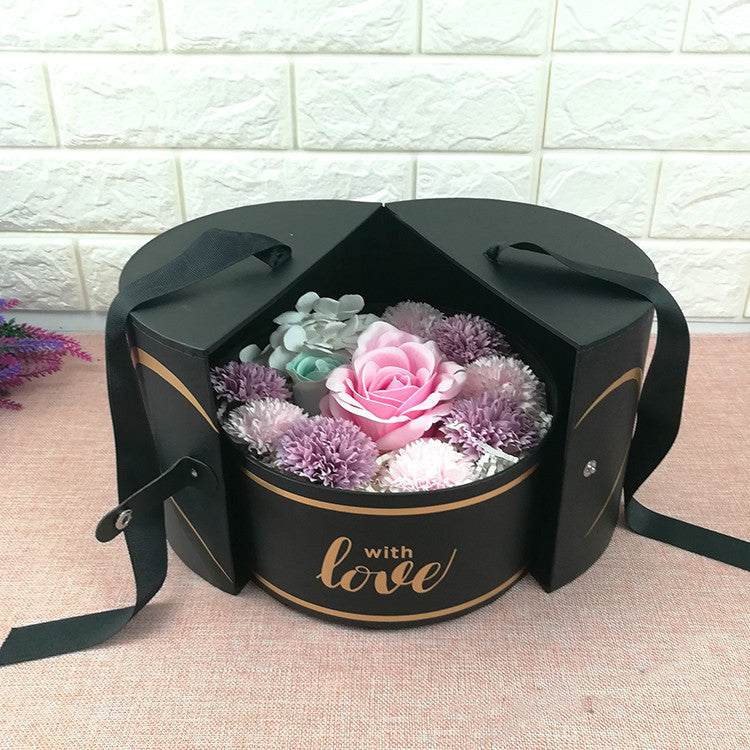 Flag Village Gift Box Valentine's Day Side Opening Round Paper Gift Box For Holding