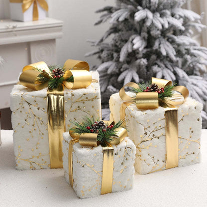 Flag Village Christmas Gift Box Fabric Gift Bag Three-piece Pile Head Gift Box