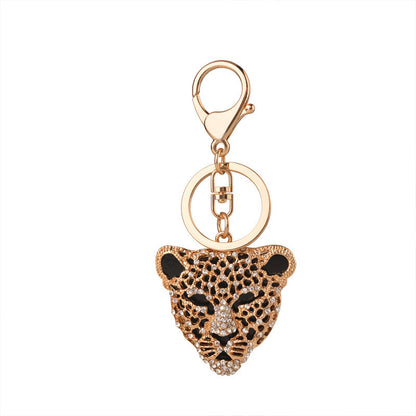 Flag Village Little Creative Gifts Leopard Head Keychain Alloy