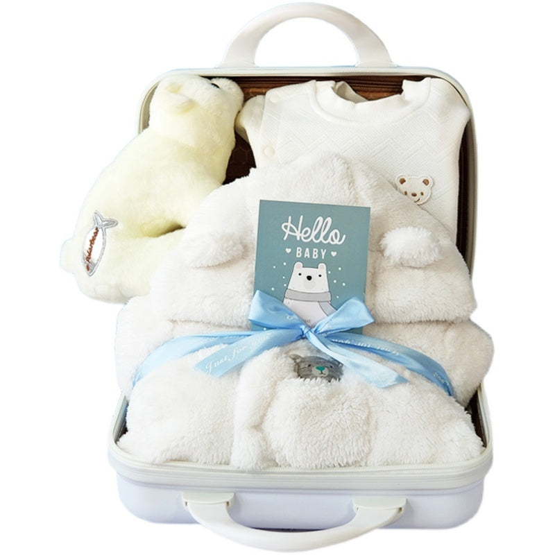 Flag Village Baby Gift Box Thick Quilted Polar Bear Romper Jumpsuit For Men And Women
