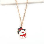 Flag Village Christmas Necklace Cute Cartoon Santa Claus Snowman Elk Pendant Necklace Xmas New Year Festival Ear Jewelry Gifts