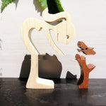 Flag Village DIY Figurine Wood Dog Ornament Sculpture Home Decoration A Man A Dog Wood Sculpture Christmas Gifts Model Decor