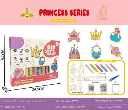 Flag Village Children Crystal Glue Painting Baking-free Painting DIY Handmade Ornaments Girls' Toys Suit Christmas Gifts
