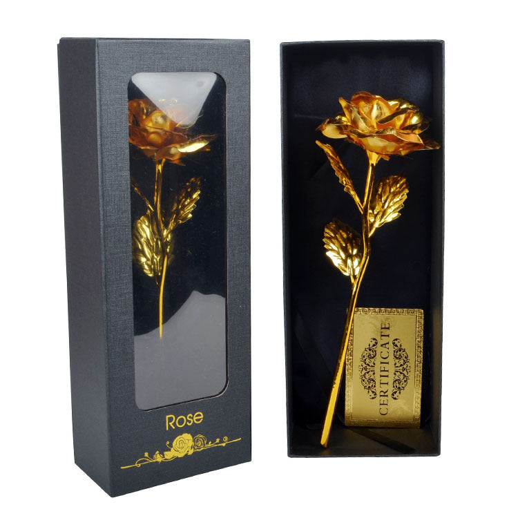 Flag Village Gold Foil Rose Flower Window Gift Box For Valentine's Day