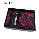 Flag Village Paisley Men's Tie Square Cuff Tie Clip Gift Set Business Casual Tie Black Gift Box