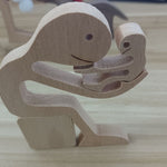 Flag Village DIY Figurine Wood Dog Ornament Sculpture Home Decoration A Man A Dog Wood Sculpture Christmas Gifts Model Decor