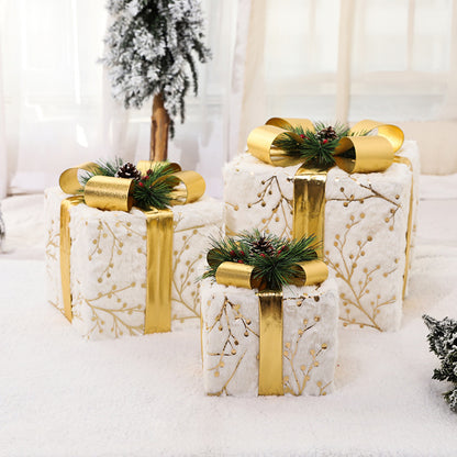 Flag Village Christmas Gift Box Fabric Gift Bag Three-piece Pile Head Gift Box