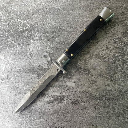 Flag Village Camping Outdoor Damascus Folding Knife