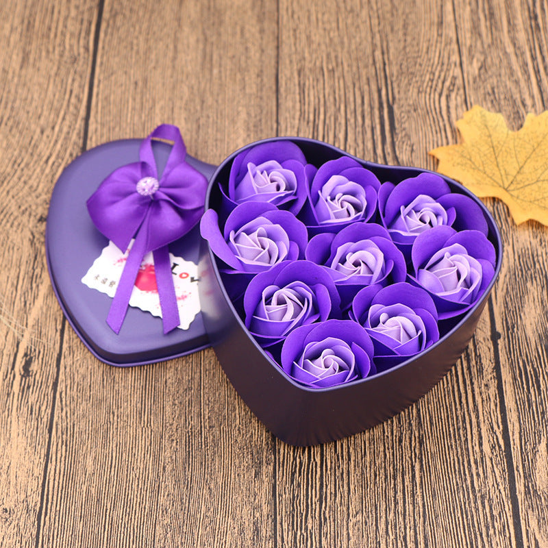 Flag Village Soap Flower Gift Box Valentine's Day Gift Mother's Day Creative Gifts Bear Flower Rose Heart Shaped Tin Box