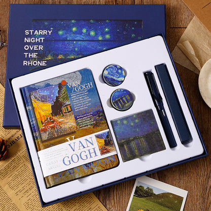 Flag Village Oil Painting Hand Account Set Creative Art Notebook Notepad Gift Box
