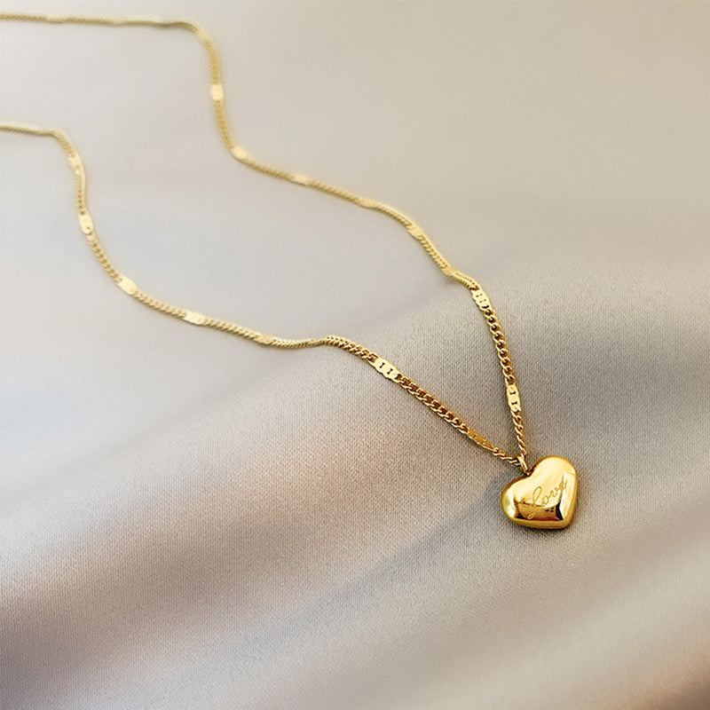 Flag Village Fashion Jewelry Necklace For Women New Trend Vintage Simple Love Heart Pendant Elegant Party Jewelry Birthday Gifts