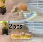 Flag Village Tulip Night Lamp DIY Material Cloud Tulips Night Lamp Decorative Mirrors Photo Frame LED Table Lights Korean Creative Desk Bedroom Handmade Birthday Gifts