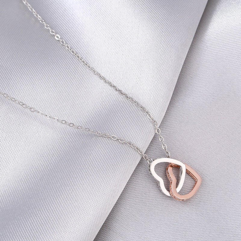 Flag Village Rose Gold Color Separation Double Ring Necklace Mother's Day Gift Box