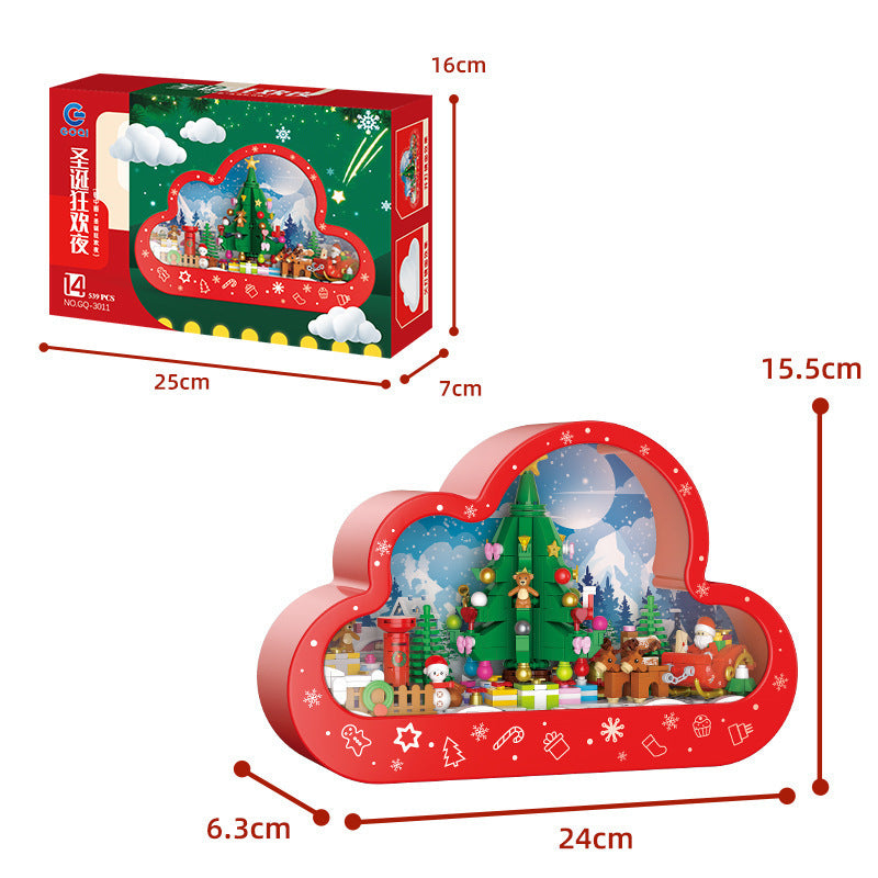 Flag Village Christma New Style Assembled Building Block Toys Cloud Night Lamp Decorative Mirrors Frame LED Table Lights Creative Desk Bedroom Handmade Birthday Gifts